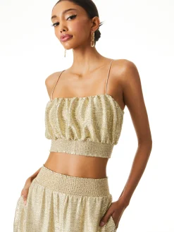 Alice and Olivia TOPS*WENDEE RUCHED CROP TOP