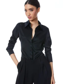 Alice and Olivia ESSENTIALS|THE WORKWEAR EDIT*WILLA FITTED PLACKET TOP