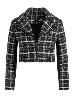 Alice and Olivia ESSENTIALS|JACKETS + COATS*YARDLEY CROPPED FRAY HEM JACKET