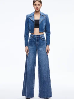 Alice and Olivia MATCHING SETS*YARDLEY DENIM JACKET + TRISH MID RISE BAGGY JEAN