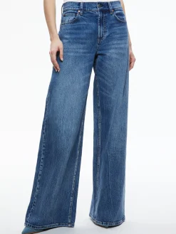 Alice and Olivia MATCHING SETS*YARDLEY DENIM JACKET + TRISH MID RISE BAGGY JEAN