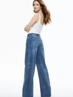 Alice and Olivia MATCHING SETS*YARDLEY DENIM JACKET + TRISH MID RISE BAGGY JEAN