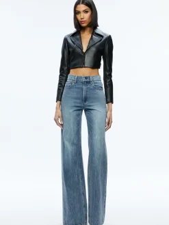 Alice and Olivia ESSENTIALS|VALENTINE'S DAY EDIT*YARDLEY LEATHER CROPPED JACKET