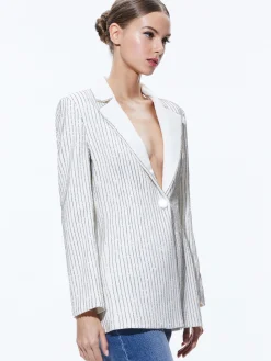 Alice and Olivia JACKETS + COATS*YONA PINSTRIPE EMBELLISHED BLAZER