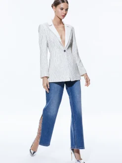 Alice and Olivia JACKETS + COATS*YONA PINSTRIPE EMBELLISHED BLAZER